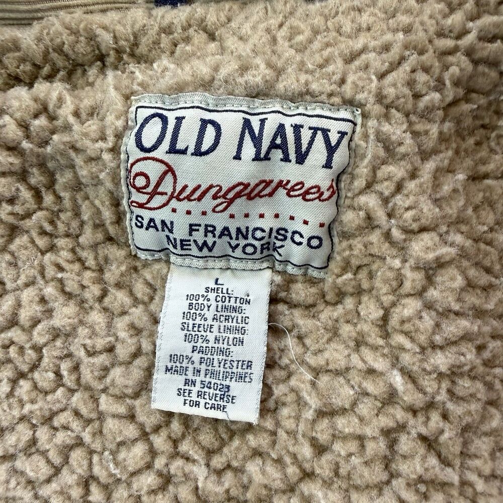 Old Navy Dungarees Womens Large Sherpa Lined Denim‎ Jacket Corduroy Collar - Picture 2 of 10